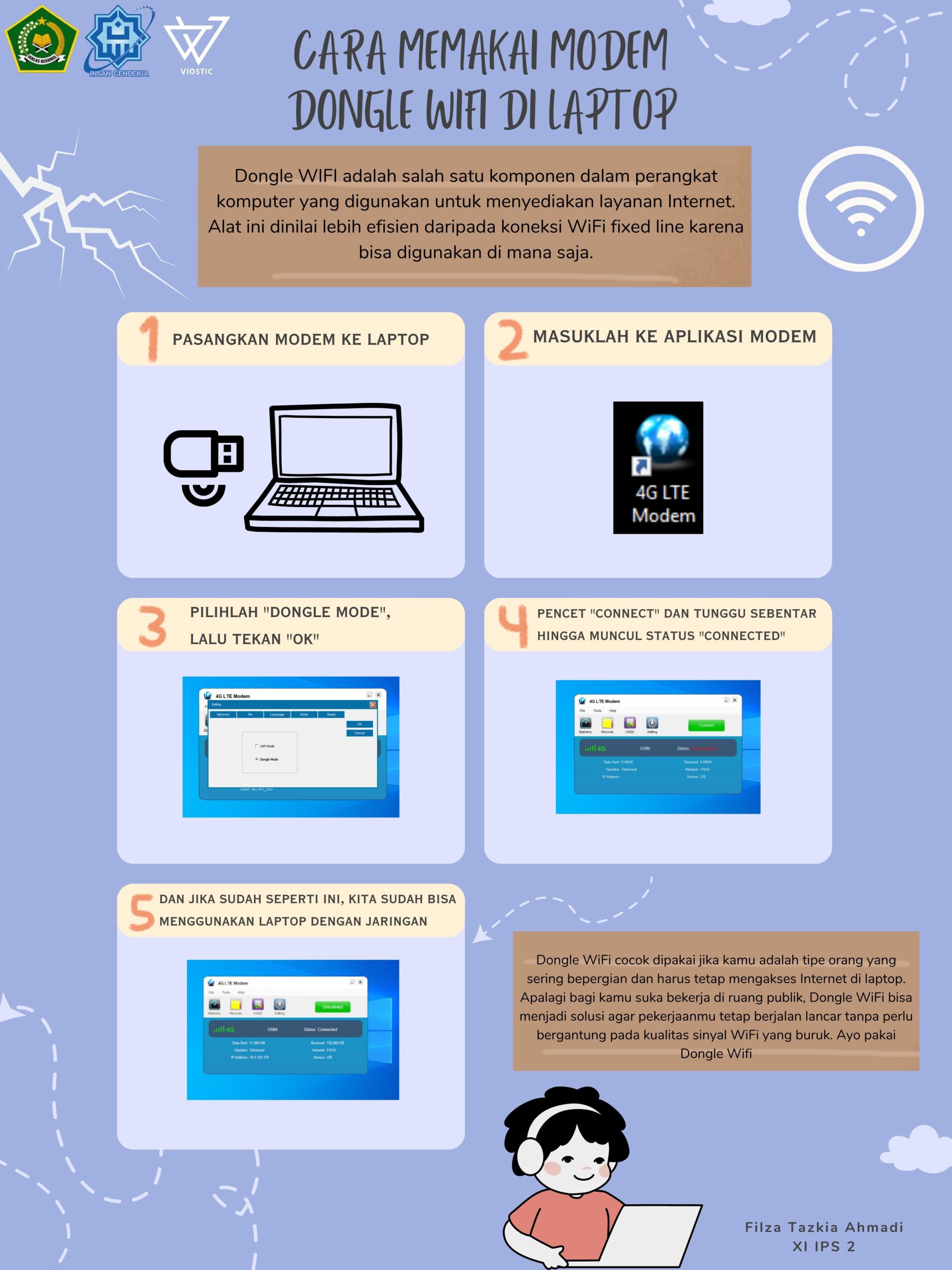 Teks Prosedur - Cara Memakai Modem Dongle WIFI di Laptop - Filza Tazkia Ahmadi