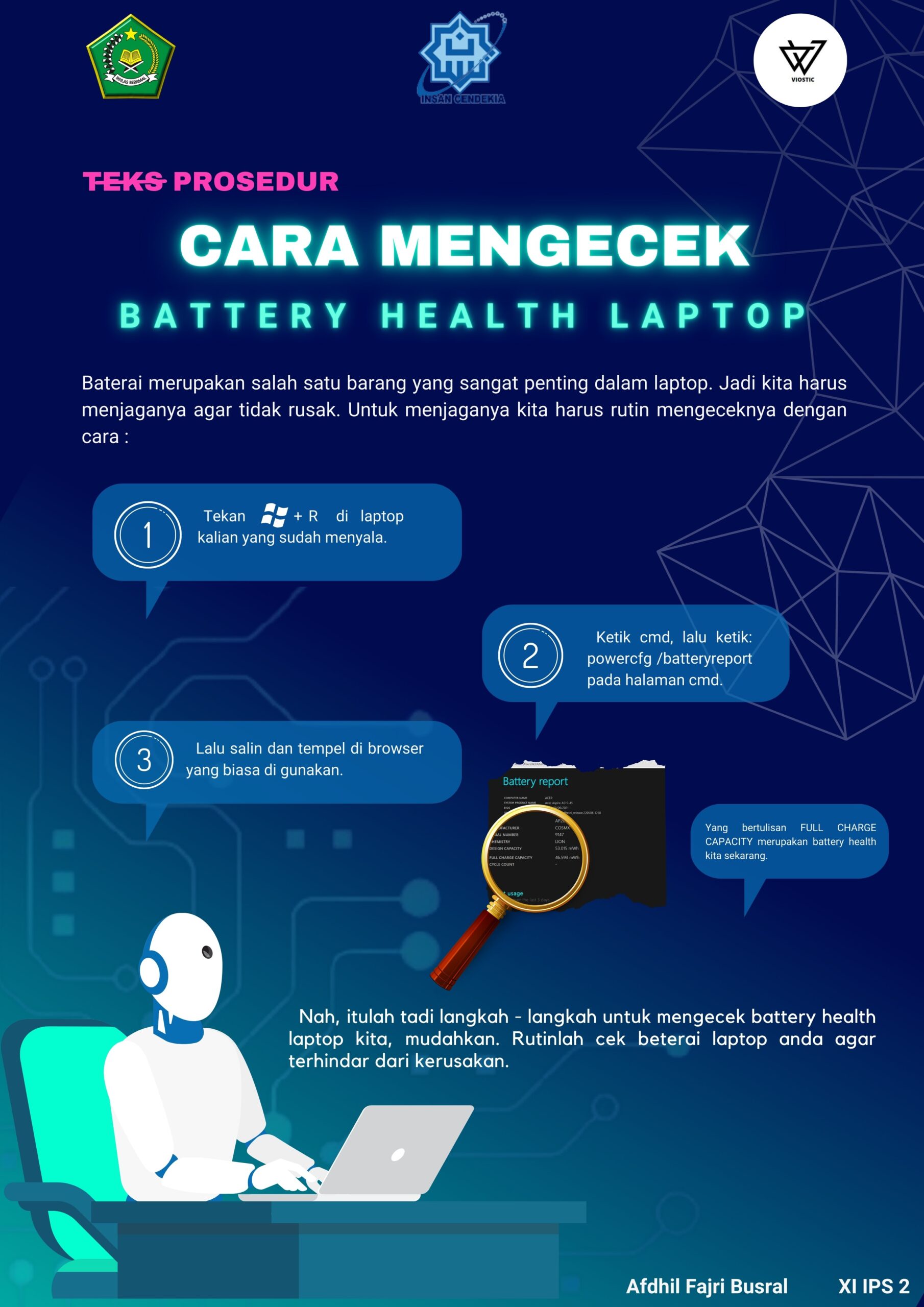 Teks Prosedur - Cara Mengecek Battery Health Laptop - Afdhil Fajri Busral