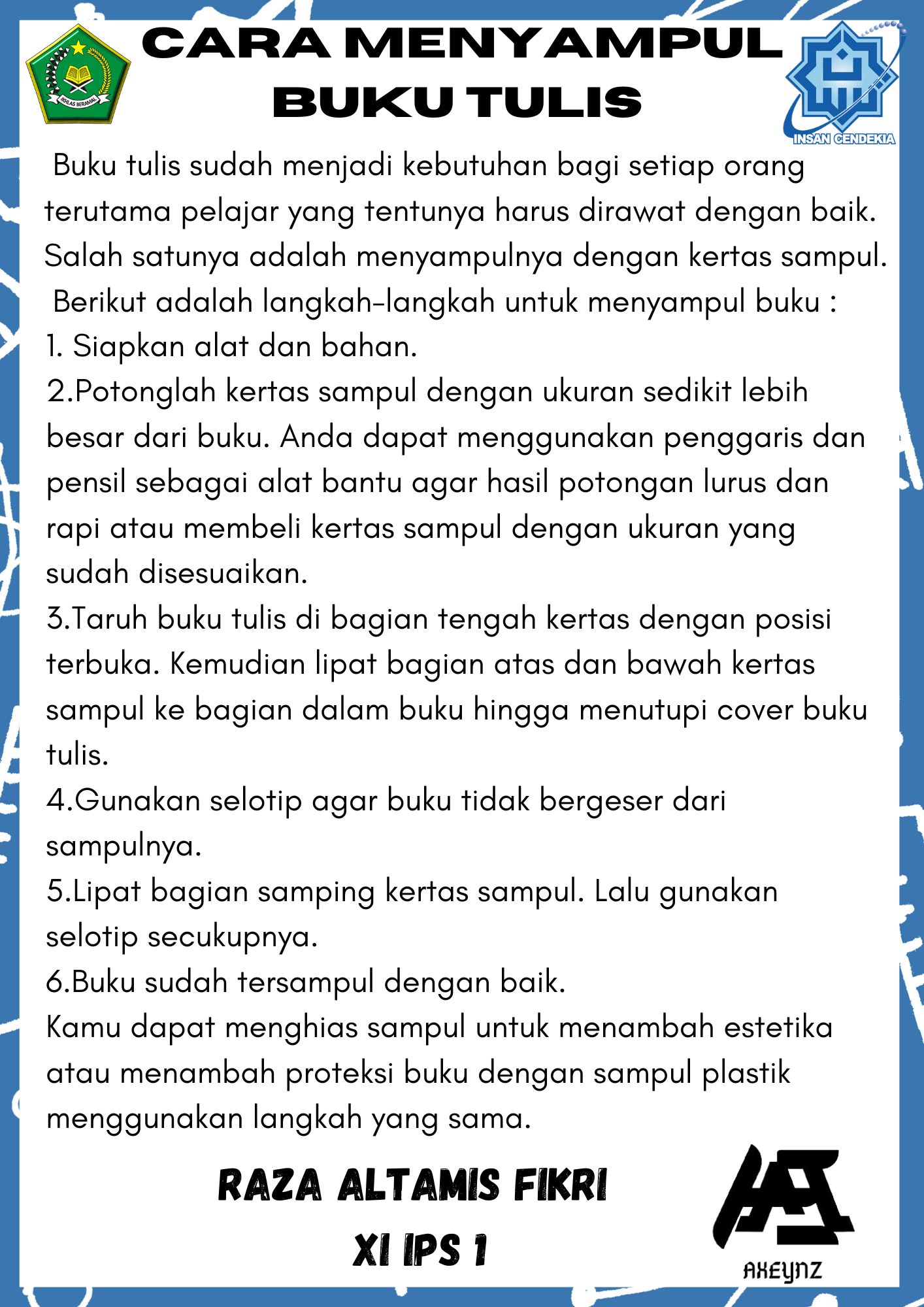 Teks Prosedur - Cara Menyampul Buku Tulis - RAZA ALTAMIS FIKRI