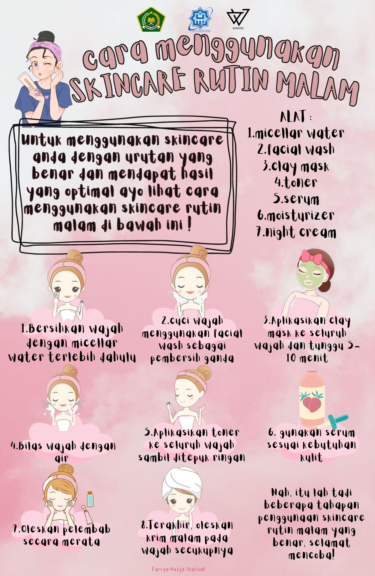 Teks Prosedur - Cara Menggunakan Skincare Rutin Malam - Farsya Nadya Shafwah