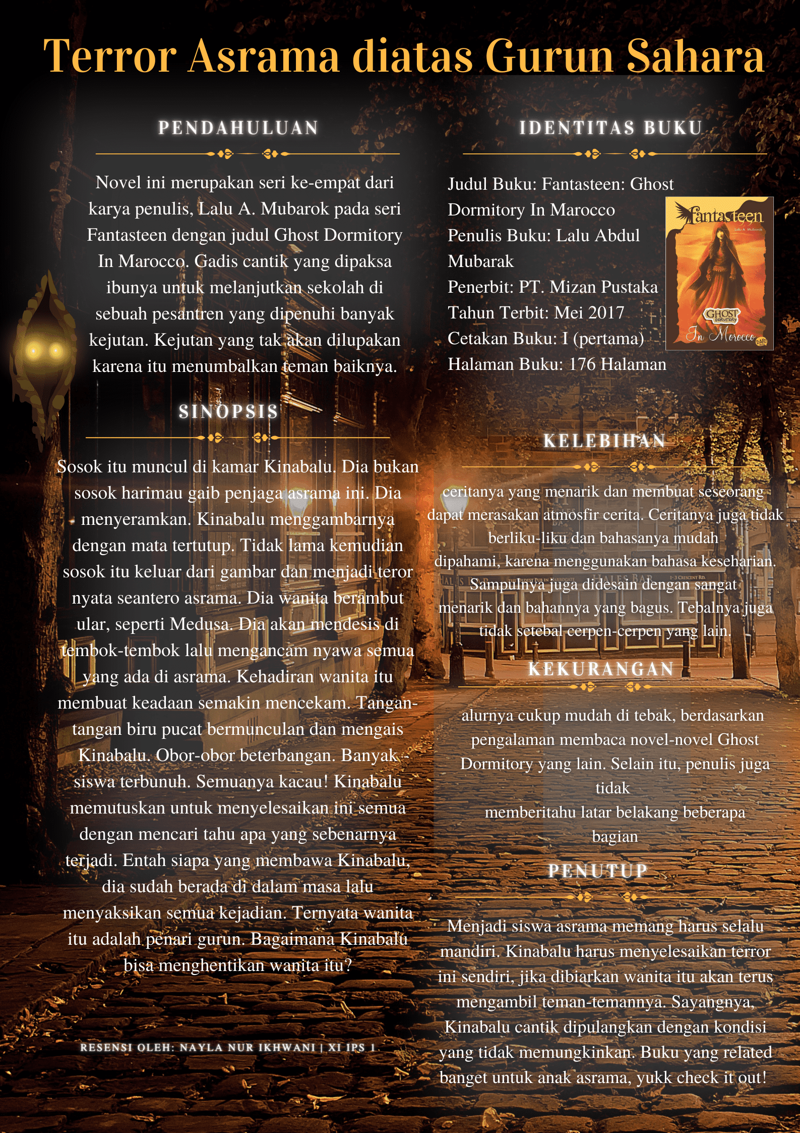 Nayla Nur Ikhwani_XI IPS 1_Teks Resensi_Terror Asrama Diatas Gurun Sahara