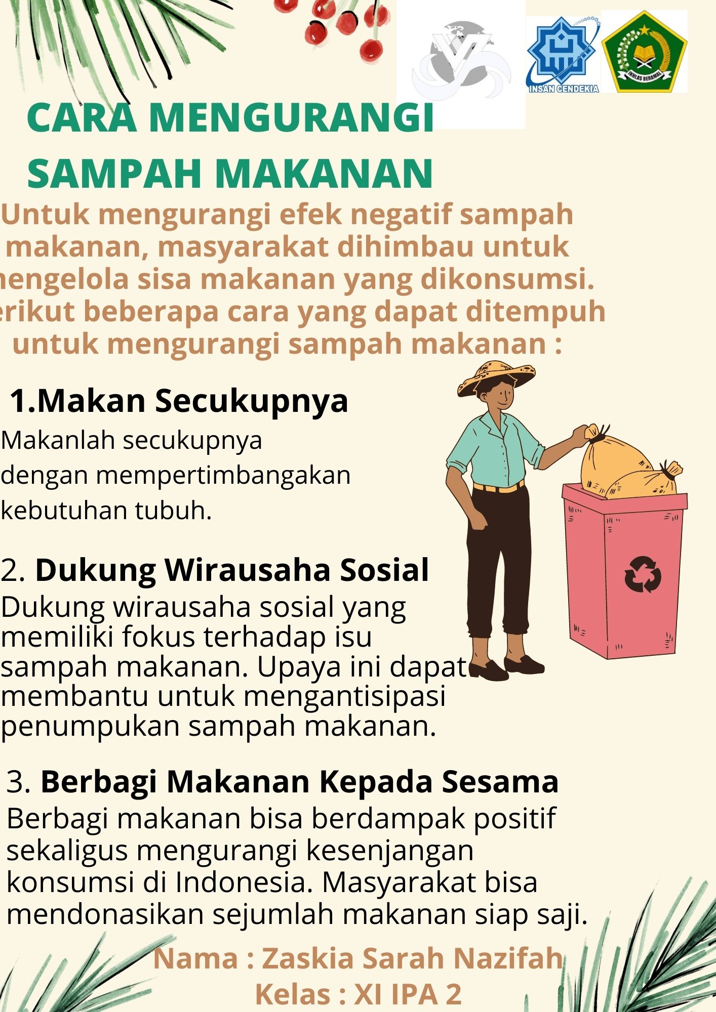 Infografis Teks Eksplanasi Mengurangi Sampah Makanan - Zaskia Sarah Nazifah